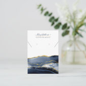 PixDezines Waterverf Agate Navy Goud Visitekaartje (Staand voorkant)