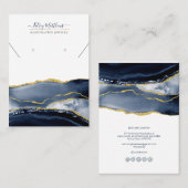 PixDezines Waterverf Agate Navy Goud Visitekaartje (Voorkant / Achterkant)