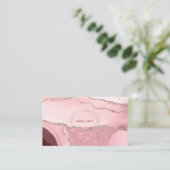 PixDezines Waterverf Agate Nep Rose Goud Visitekaartje (Staand voorkant)