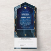 PixDezines Waterverf Agate Slate Blue Bat Mitzvah All In One Uitnodiging (Binnen)