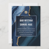 PixDezines Waterverf Agate Slate Blue Mitzvah Kaart (Voorkant)