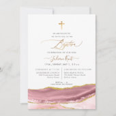 PixDezines Waterverf Agate Stof Mauve Doop Kaart (Voorkant)