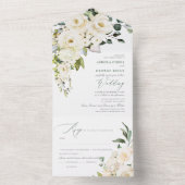 PixDezines Waterverf Alabaster Rozen All In One Uitnodiging (Binnen)