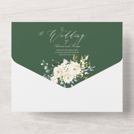 PixDezines Waterverf Alabaster Rozen All In One Uitnodiging (Achterkant)