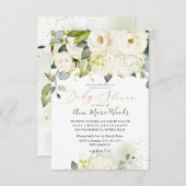 PixDezines Waterverf Alabaster Rozen Baby shower Kaart (Voorkant / Achterkant)