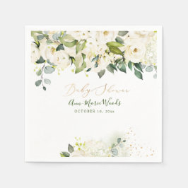 PixDezines Waterverf Alabaster Rozen Baby shower Servet