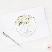 PixDezines Waterverf Alabaster Rozen+Greenery Ronde Sticker (Envelop)