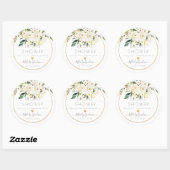 PixDezines Waterverf Alabaster Rozen+Greenery Ronde Sticker (Vel)