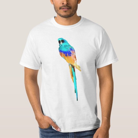 PixDezines waterverf ara/blauw T-shirt (Voorkant)