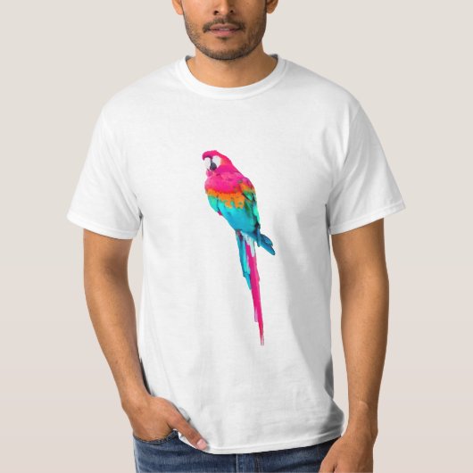 PixDezines waterverf ara/roze T-shirt (Voorkant)