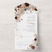 PixDezines Waterverf Autumn Burgundy Blush Flower All In One Uitnodiging (Binnen)