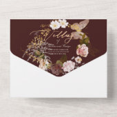 PixDezines Waterverf Autumn Burgundy Blush Flower All In One Uitnodiging (Achterkant)