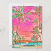 PixDezines Waterverf Beach Bat Mitzvah, Hot Pink Kaart (Achterkant)