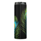 PixDezines Waterverf Beïnvloeden Peacock Feather Thermosbeker (Achterkant)