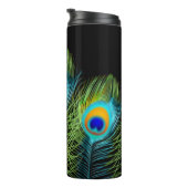 PixDezines Waterverf Beïnvloeden Peacock Feather Thermosbeker (Geroteerd rechts)