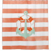 PixDezines Waterverf beïnvloedt/nautisch/anker Douchegordijn (Voorkant)