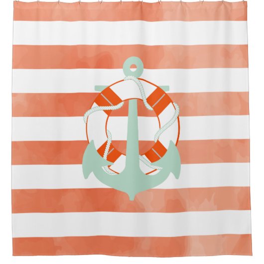 PixDezines Waterverf beïnvloedt/nautisch/anker Douchegordijn (Voorkant)