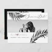 PixDezines Waterverf Black Palms, Bewaar de datum Briefkaart (Voorkant / Achterkant)