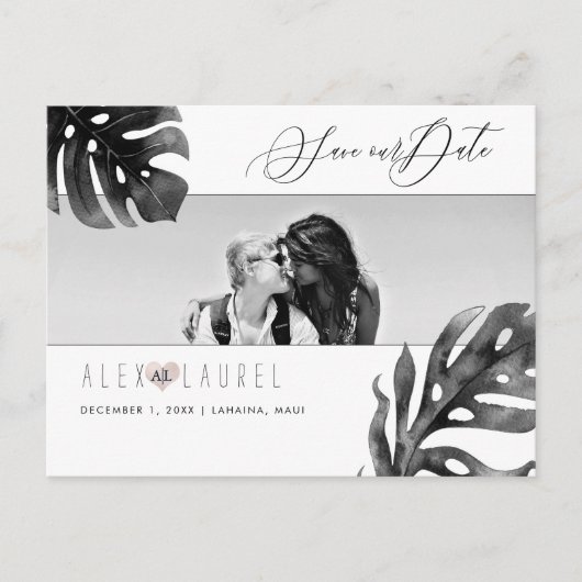 PixDezines Waterverf Black+White, Sla de datum op Briefkaart (Voorkant)