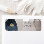 PixDezines Waterverf Blauw modern Abstract Etiket (Insitu)