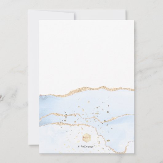 PixDezines Waterverf Blauwe Agaat Doopsel Kaart (Achterkant)