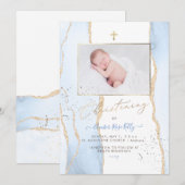 PixDezines Waterverf Blauwe Agaat Doopsel Kaart (Voorkant / Achterkant)