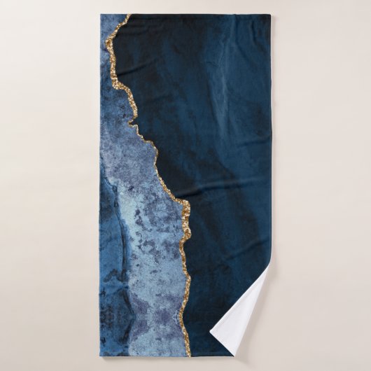 PixDezines Waterverf Blauwe Agaat Gouden Aderen Bad Handdoek (Badhanddoek)