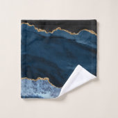 PixDezines Waterverf Blauwe Agaat Gouden Aderen Bad Handdoek (Wasdoekje)