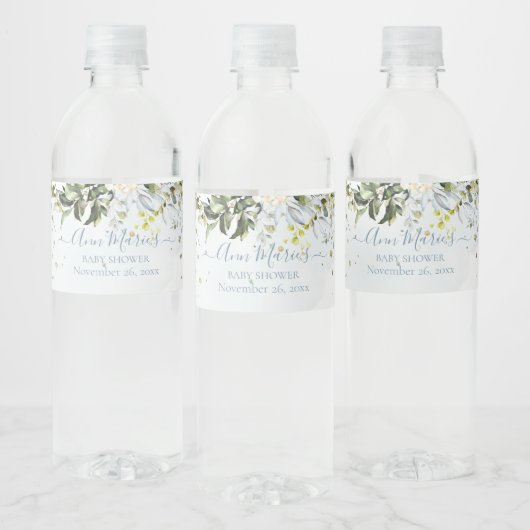 PixDezines Waterverf Blauwe Gom Eucalyptus Bridal Waterfles Etiket (Flessen)