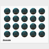 PixDezines Waterverf Blauwgroen Agate Bar Mitzvah Ronde Sticker (Vel)