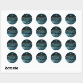 PixDezines Waterverf Blauwgroen Agate Bar Mitzvah Ronde Sticker (Vel)