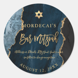 PixDezines Waterverf Blauwgroen Blauwe Agate Bar M Ronde Sticker