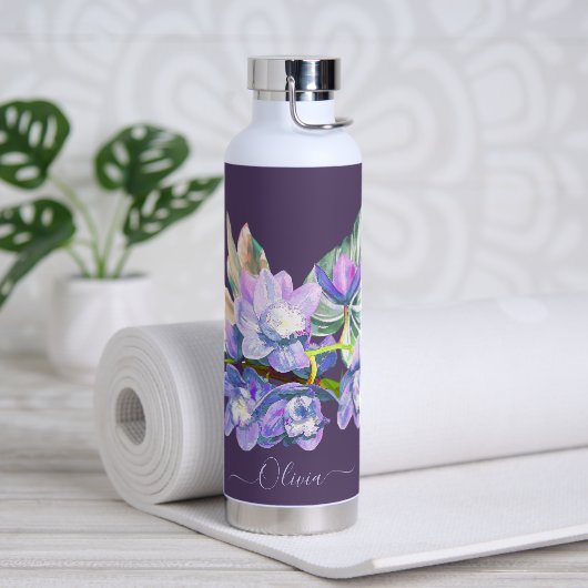 PixDezines Waterverf Bleek Paars Cymbidium Orchid Waterfles (Yoga)