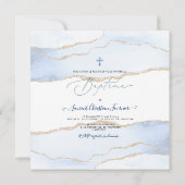 PixDezines Waterverf Bleue Agate, Baptême garçon Kaart (Achterkant)