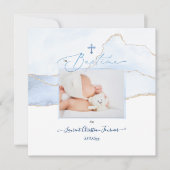 PixDezines Waterverf Bleue Agate, Baptême garçon Kaart (Voorkant)