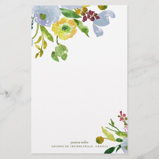 PixDezines waterverf bloem/DIY achtergrond Briefpapier (Voorkant)