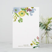 PixDezines waterverf bloem/DIY achtergrond Briefpapier (Staand voorkant)