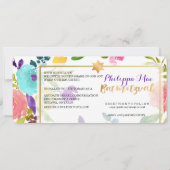 PixDezines Waterverf/Bloemen/Bat Mitswa Kaart (Achterkant)