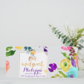 PixDezines Waterverf/Bloemen/Bat Mitswa Kaart (Staand voorkant)