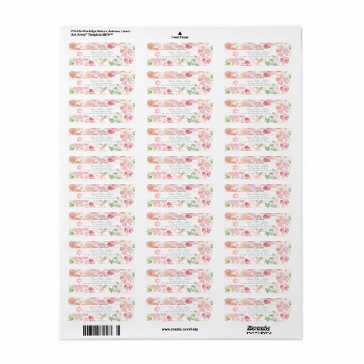 PixDezines Waterverf Bloemen, Blush Sweetpeas Etiket (Full Sheet)