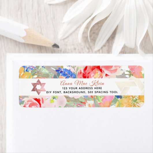 PixDezines Waterverf Bloemen, Koraal Pioenrozen Etiket (Insitu)