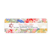 PixDezines Waterverf Bloemen, Koraal Pioenrozen Etiket (Voorkant)