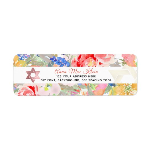 PixDezines Waterverf Bloemen, Koraal Pioenrozen Etiket (Voorkant)