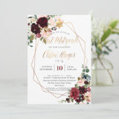 PixDezines Waterverf Bloemen Mitzvah, Bourgogne Kaart (Staand voorkant)