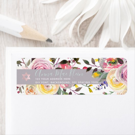 PixDezines Waterverf Bloemen, Pastel Rozen Etiket (Insitu)