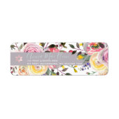 PixDezines Waterverf Bloemen, Pastel Rozen Etiket (Voorkant)