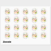 PixDezines Waterverf Bloemen/Pioenen/Dank u Ronde Sticker (Vel)