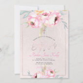 PixDezines Waterverf Bloemen Pioenen Doop Kaart (Voorkant)