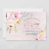 PixDezines Waterverf Bloemen Pioenen Doopsel Kaart (Voorkant)