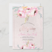 PixDezines Waterverf Bloemen Pioenen Doopsel Kaart (Voorkant)